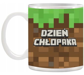 Kubek "Dzień Chłopaka Pixel" w stylu Minecraft Kolorowy kubek dziecięcy, dla Gamera, Fan gier, Dziecko