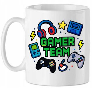 Kubek "Gamer Team" Kolorowy kubek dziecięcy, dla Gamera, Fan gier, Chłopiec, Dziecko