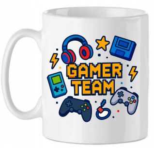 Kubek "Gamer Team" Kolorowy kubek dziecięcy, dla Gamera, Fan gier, Chłopiec, Dziecko